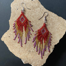 Load image into Gallery viewer, Hand Beaded Earrings - Red - Phoenix Menswear