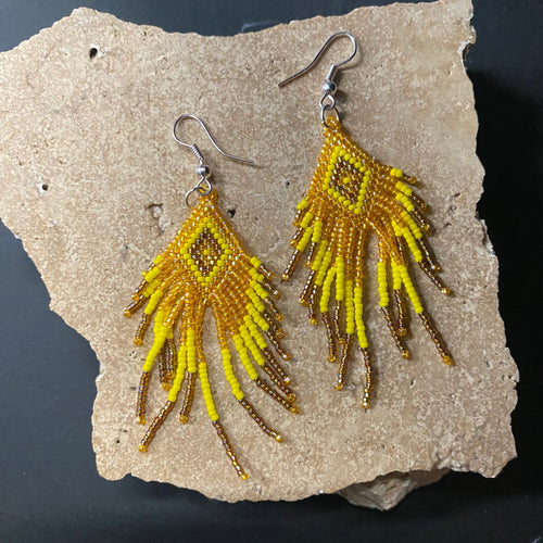 Hand Beaded Earrings - Yellow - Phoenix Menswear