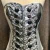 Immortal Kraft Silver Metallic Burlesque Corset Bodice Faux Snakeskin Silver Military Rope Buttons Trim Sz M/L - OOAK