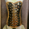 Immortal Kraft Gold Metallic Burlesque Corset Bodice Faux Snakeskin Black Military Rope Adjustable Sz S/M - OOAK
