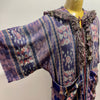 Immortal Kraft Hooded Beaded Duster Vintage Upcycled Woven Ikat Tapestry Purple Indigo Red Fringe Tassels Beads Boho One Size - OOAK zz
