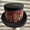Immortal Kraft Wool Felt Top Hat Burgundy Green Floral Embroidered Trim Sz XL - OOAK zz