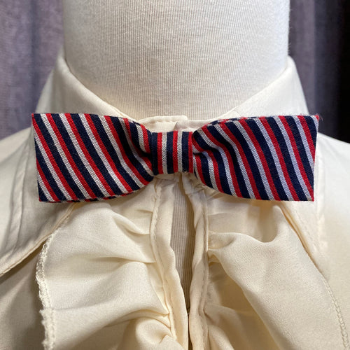 Vintage Slim Bow Tie in Red Black and White Stripe - OOAK