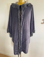 Load image into Gallery viewer, Immortal Kraft Duster Boho Hooded Fringed Charcoal Grey Beaded Kimono Jacket OOAK zz - Phoenix Menswear