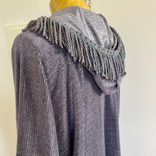 Load image into Gallery viewer, Immortal Kraft Duster Boho Hooded Fringed Charcoal Grey Beaded Kimono Jacket OOAK zz - Phoenix Menswear