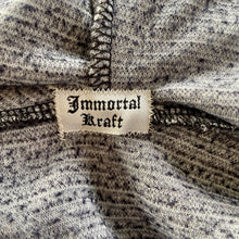 Load image into Gallery viewer, Immortal Kraft Duster Boho Hooded Fringed Charcoal Grey Beaded Kimono Jacket OOAK zz - Phoenix Menswear