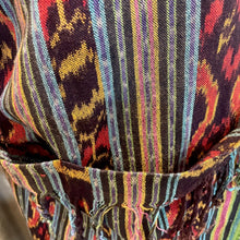 Load image into Gallery viewer, Immortal Kraft Duster Hooded Beaded Vintage Upcycled Woven Ikat Tapestry Navy Ochre Magenta Fringe Tassels Hand Made Boho One Size - OOAK zz - Phoenix Menswear