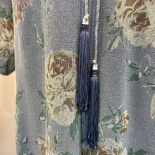 Load image into Gallery viewer, Immortal Kraft Duster Hoodie Blue Floral Pockets Tassels Fringe Boho SZ XXL - OOAK zz - Phoenix Menswear