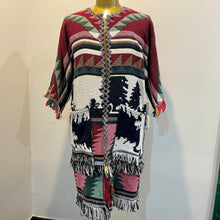 Load image into Gallery viewer, Immortal Kraft Duster Vintage Upcycled Guatemalan Fabric Rainbow Colours Pockets Fringe Zig Zag Boho One Size - OOAK zz - Phoenix Menswear