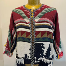 Load image into Gallery viewer, Immortal Kraft Duster Vintage Upcycled Guatemalan Fabric Rainbow Colours Pockets Fringe Zig Zag Boho One Size - OOAK zz - Phoenix Menswear