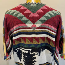 Load image into Gallery viewer, Immortal Kraft Duster Vintage Upcycled Guatemalan Fabric Rainbow Colours Pockets Fringe Zig Zag Boho One Size - OOAK zz - Phoenix Menswear