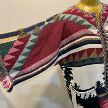 Load image into Gallery viewer, Immortal Kraft Duster Vintage Upcycled Guatemalan Fabric Rainbow Colours Pockets Fringe Zig Zag Boho One Size - OOAK zz - Phoenix Menswear