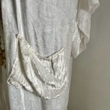 Load image into Gallery viewer, Immortal Kraft Duster Vintage Upcycled Ivory Crushed Velvet Pockets White Seed Beads Braided Rope Boho One Size - OOAK zz - Phoenix Menswear
