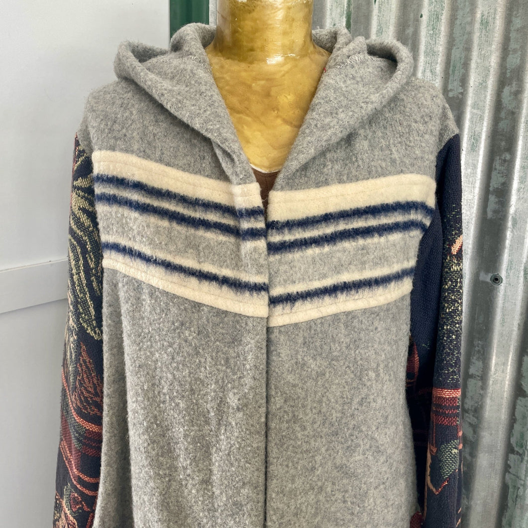Immortal Kraft Upcycled Blanket Heavy Coat Jacket Winter Sz L - OOAK - Phoenix Menswear