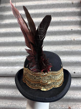 Load image into Gallery viewer, Immortal Kraft Wool Bowler Hat with Gold Sequinned Trim Feathers Diamanté Sz XL - OOAK zz - Phoenix Menswear