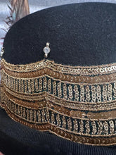 Load image into Gallery viewer, Immortal Kraft Wool Bowler Hat with Gold Sequinned Trim Feathers Diamanté Sz XL - OOAK zz - Phoenix Menswear