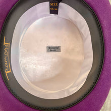 Load image into Gallery viewer, Immortal Kraft Wool Felt Top Hat Purple Vintage Embroidered Trim Feathers Fringe Circus Sz XL - OOAK - Phoenix Menswear