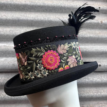 Load image into Gallery viewer, Immortal Kraft Wool Felt Top Hat Red Green Embroidered Floral Trim Beads Feathers Sz L - OOAK zz - Phoenix Menswear