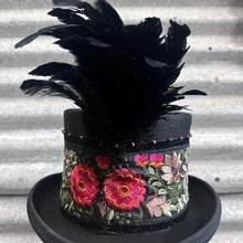 Load image into Gallery viewer, Immortal Kraft Wool Felt Top Hat Red Green Embroidered Floral Trim Beads Feathers Sz L - OOAK zz - Phoenix Menswear