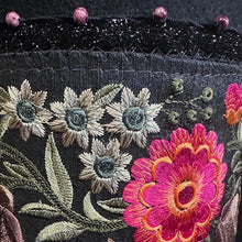 Load image into Gallery viewer, Immortal Kraft Wool Felt Top Hat Red Green Embroidered Floral Trim Beads Feathers Sz L - OOAK zz - Phoenix Menswear
