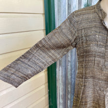 Load image into Gallery viewer, Khaki Raw Silk Long Sleeve Dress V Neck Natural Boho Pockets Sz S - OOAK - Phoenix Menswear