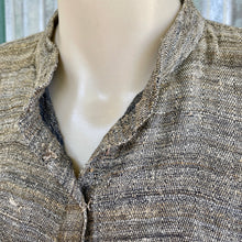 Load image into Gallery viewer, Khaki Raw Silk Long Sleeve Dress V Neck Natural Boho Pockets Sz S - OOAK - Phoenix Menswear