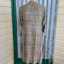 Load image into Gallery viewer, Khaki Raw Silk Long Sleeve Dress V Neck Natural Boho Pockets Sz S - OOAK - Phoenix Menswear