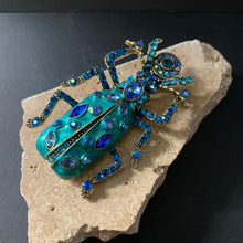 Load image into Gallery viewer, Large Beetle Brooch - Blue - Phoenix Menswear