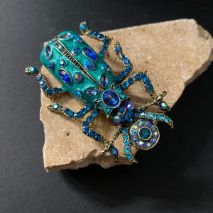 Large Beetle Brooch - Blue - Phoenix Menswear