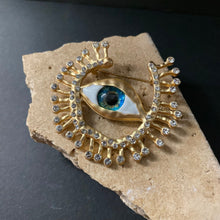 Load image into Gallery viewer, Large Eye Brooch - Gold - Phoenix Menswear