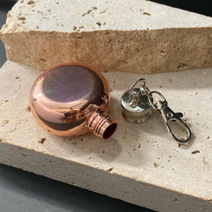 Mini Round Flask Stainless Steel Keyring 1oz - Rose Gold - Phoenix Menswear