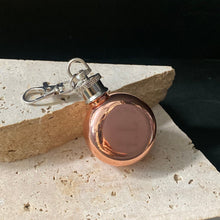 Load image into Gallery viewer, Mini Round Flask Stainless Steel Keyring 1oz - Rose Gold - Phoenix Menswear