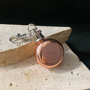 Mini Round Flask Stainless Steel Keyring 1oz - Rose Gold - Phoenix Menswear