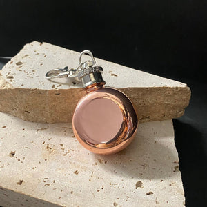 Mini Round Flask Stainless Steel Keyring 1oz - Rose Gold - Phoenix Menswear