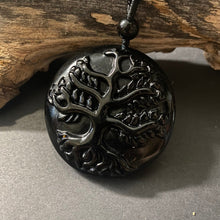 Load image into Gallery viewer, Obsidian Tree of Life Pendant on Woven Cord Necklace - Phoenix Menswear