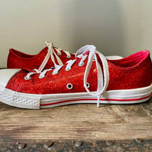 Load image into Gallery viewer, Red Glitter Converse All Stars - Sz 6 - Women's 8 - OOAK - Phoenix Menswear