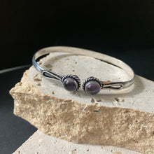 Load image into Gallery viewer, Silver Cuff Bracelet with Purple Stones - Phoenix Menswear