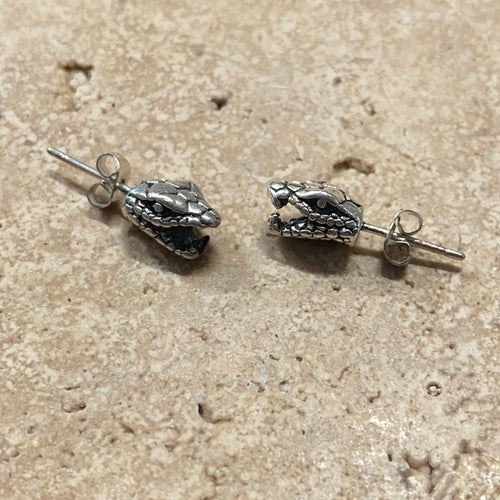 Snake Head Stud Earrings - Phoenix Menswear