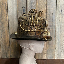 Load image into Gallery viewer, Steampunk Top Hat Gold w/ Lights and Goggles - Phoenix Menswear