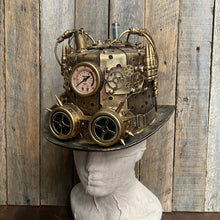 Load image into Gallery viewer, Steampunk Top Hat Gold w/ Lights and Goggles - Phoenix Menswear