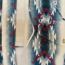 Load image into Gallery viewer, Vintage 1990&#39;s Western Aztec White Blue Red L/S Shirt Snaps Sz 2XL - OOAK - Phoenix Menswear