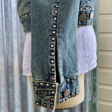 Load image into Gallery viewer, Vintage 1990s Women&#39;s Nicole Farhi Studded Blue Denim Jacket Sz XL - OOAK - Phoenix Menswear