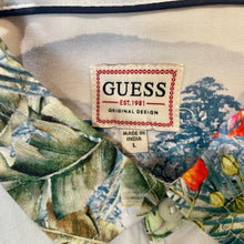 Load image into Gallery viewer, Vintage Guess White Tropical Tiger Design Floral S/S Shirt Viscose Sz L - OOAK - Phoenix Menswear