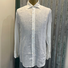 Load image into Gallery viewer, Vintage Men's Ralph Lauren Purple Label White Linen L/S Shirt Sz M Made in Italy - OOAK - Phoenix Menswear