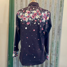 Load image into Gallery viewer, Vintage Women's Western Black Pink, White Grey Blue Floral Designs Western Snaps L/S Shirt Sz XS - OOAK - Phoenix Menswear