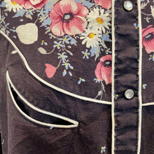 Load image into Gallery viewer, Vintage Women's Western Black Pink, White Grey Blue Floral Designs Western Snaps L/S Shirt Sz XS - OOAK - Phoenix Menswear