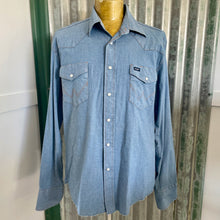 Load image into Gallery viewer, Vintage Wrangler 1990&#39;s Western L/S Shirt Denim Blue Sz L - OOAK - Phoenix Menswear
