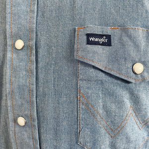 Vintage Wrangler 1990's Western L/S Shirt Denim Blue Sz L - OOAK - Phoenix Menswear