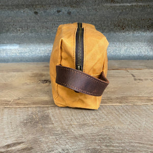 Waxed Cotton Toiletry Bag - Camel - Phoenix Menswear