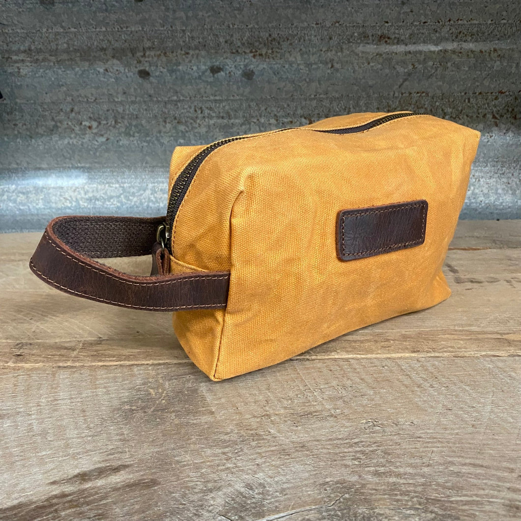 Waxed Cotton Toiletry Bag - Camel - Phoenix Menswear